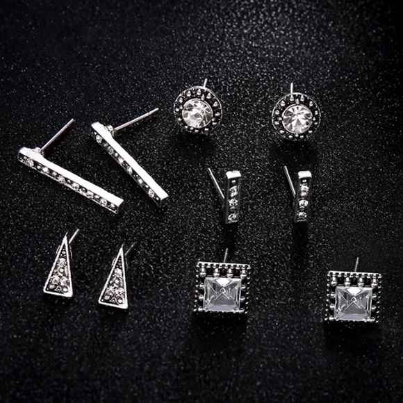 Boho Crystal 5 pair Earring set - Picture 2 of 3